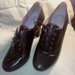 Johnston Murphy Womens Shoes Black Leather Oxford Heels Pumps size 7M